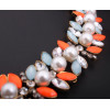 N-3935 New Vintage Z*A Style Antique Gold Plated  Alloy White Pearl Flower Rhinestone Colorful  Crystal Statement Choker Necklace