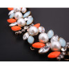 N-3935 New Vintage Z*A Style Antique Gold Plated  Alloy White Pearl Flower Rhinestone Colorful  Crystal Statement Choker Necklace