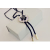 N-3546 New Arrival Charming Fashion Rhinestone Rose Flower Pendant Black Leather Long Chain Necklace