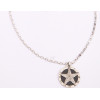 N-5009  Korea style silver plated exaggerated papillate full rhinestone stars round pendant clavicle necklace