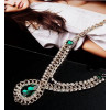 New Fashion Charming European Gold Plated Alloy Rhinestone Green Crystal Drop Pendant Necklace earring set N-2281  E-0279-GR