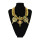 N-5514 New Design Luxury Big Statement Fashion Western Women's Punk Style Crystal Flower Metal Rivets Golden Chain Choker Necklace