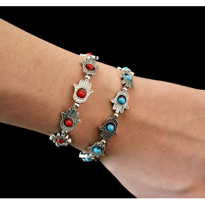 B-0500  New Fashion Style Silver Plated Cute Tiny Hands Beads Bracelets