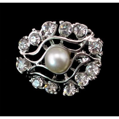 E-3488 Fashion silver rhinestone pearl flower stud earrings for women