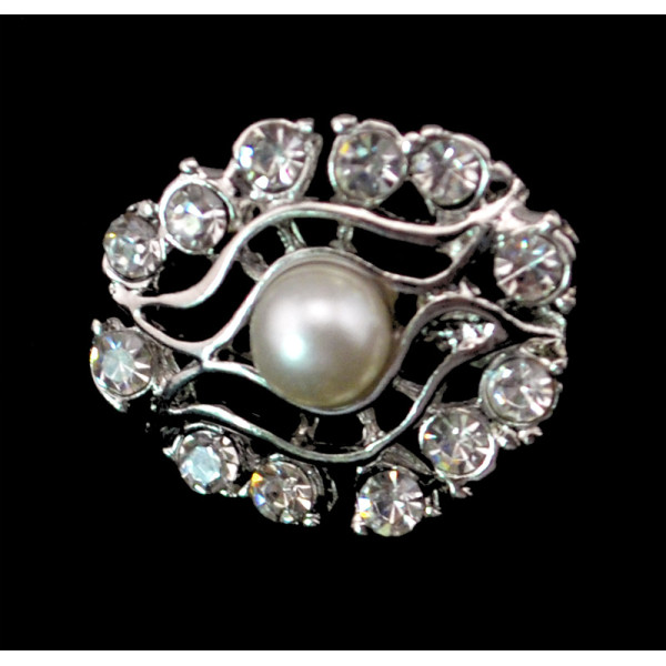 E-3488 Fashion silver rhinestone pearl flower stud earrings for women