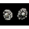 E-3488 Fashion silver rhinestone pearl flower stud earrings for women