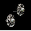 E-3488 Fashion silver rhinestone pearl flower stud earrings for women
