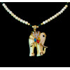N-5511 Bohemian Simple Style Bead Long Chain Crystal Large Elephant Pendant for Women