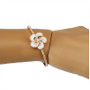 B-0494 New Fashion Style Gold Plated Cream Flower Rhinestone Bracelets open cuff