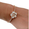 B-0494 New Fashion Style Gold Plated Cream Flower Rhinestone Bracelets open cuff