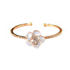 B-0494 New Fashion Style Gold Plated Cream Flower Rhinestone Bracelets open cuff