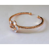 B-0494 New Fashion Style Gold Plated Cream Flower Rhinestone Bracelets open cuff