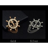 P-0184 New Korea style inlay  crystal  navy   anchor  rudder Collar Brooch pin  For men jewelry