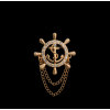 P-0184 New Korea style inlay  crystal  navy   anchor  rudder Collar Brooch pin  For men jewelry