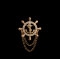 P-0184 New Korea style inlay  crystal  navy   anchor  rudder Collar Brooch pin  For men jewelry