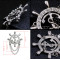 P-0184 New Korea style inlay  crystal  navy   anchor  rudder Collar Brooch pin  For men jewelry