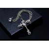 P-0182 Korean Fashion Crystal Rhinestone Brooches Pins Silver Cross Long Tassel Chain Brooches For Unisex Jewelry Accessories