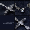 P-0182 Korean Fashion Crystal Rhinestone Brooches Pins Silver Cross Long Tassel Chain Brooches For Unisex Jewelry Accessories