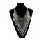 N-5530 Bohemian silver clover design long colorful african bead tassel pendant & stacked statement choker necklace