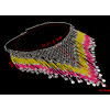 N-5530 Bohemian silver clover design long colorful african bead tassel pendant & stacked statement choker necklace