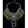 N-5525 Luxury Brand Fashion Style Silver Plated Choker Long Tassel Statement Rhinestone Pendant Necklace