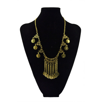 N-5519 New Fashion Style Silver & Gold  Plated Choker coinsTassel Statement Pendant Necklace
