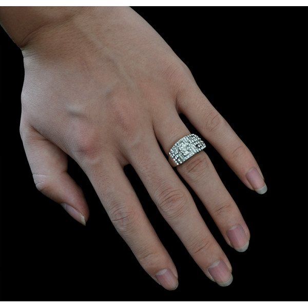 R-1210 Fashion Cluster crystal  gem stone inlay women ring  2015