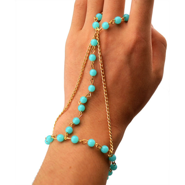 B-0507 New European Summer Style Finger Acrylic White Blue Beads Fashion Bracelet For Women Jewelry Accessories