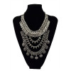 N-5544 Bohemian Style Gun Black gold silver chain crystal choker bib statement necklace