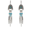 E-3495 Bohemian Vintage Silver Plated Metal Drop Bead Leaf Shape Dangle Earrings