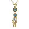 N-5558 Bohemian tibetan silver blue beads coin tassel long bead leaf necklace and earrings sets
