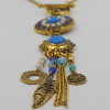 N-5558 Bohemian tibetan silver blue beads coin tassel long bead leaf necklace and earrings sets