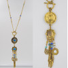 N-5558 Bohemian tibetan silver blue beads coin tassel long bead leaf necklace and earrings sets