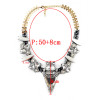 N-5564 European Fashion Jewelry Gun Black Plated White Rhinestone Resin Flower Statement Chain Crystal Big Triangle Necklace & Pendant for Women Accessories