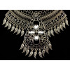N-5583  Bohemain style silver gold plated big chunky chain rhinestone leaves tassel statement necklace