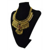 N-5583  Bohemain style silver gold plated big chunky chain rhinestone leaves tassel statement necklace