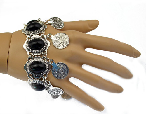 B-0433  European vintage retro style alloy botique silver plated turquoise fashion bracelet bangle