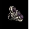 R-1194 Bohemian vintage style silver plated red amethyst ring for women jewelry
