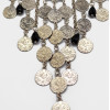 N-5577 Gypsy Boho Beachy Chic silver plated blue black gem stone drop coin tassel statement necklace ,ethnic summer style choker bib necklace 2015