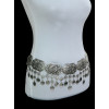 N-5574  Vintage Style Turkish Gypsy Silver Plated Alloy Coin Belly Body Chain Waist