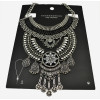 N-5598  European style black resin bead chunky chain carving luxury rhinestone flower tassel choker bib statement necklace 2015