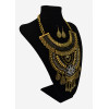 N-5598 European style black resin bead chunky chain carving luxury rhinestone flower tassel choker bib statement necklace 2015