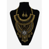 N-5598 European style black resin bead chunky chain carving luxury rhinestone flower tassel choker bib statement necklace 2015