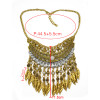 N-5594 European style silver gold resin drop crystal leaves tassel statement necklace