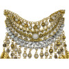 N-5594 European style silver gold resin drop crystal leaves tassel statement necklace