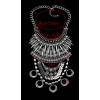 N-5593 European Style Silver and Gold Chunky Chain Carving Luxury Rhinestone Flower Tassel Choker Bib Statement Necklace
