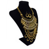 N-5593 European Style Silver and Gold Chunky Chain Carving Luxury Rhinestone Flower Tassel Choker Bib Statement Necklace