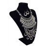 N-5593 European Style Silver and Gold Chunky Chain Carving Luxury Rhinestone Flower Tassel Choker Bib Statement Necklace