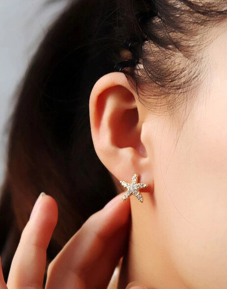 E-3499  Fashion Style Gold Plated Alloy Diamond Star Stud Earrings