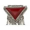 N-5599 European Fashion Women Silver Chain Metal Blue Red Black Big Crystal Triangle Coin Long Tassels Moon Statement Pendant Necklace